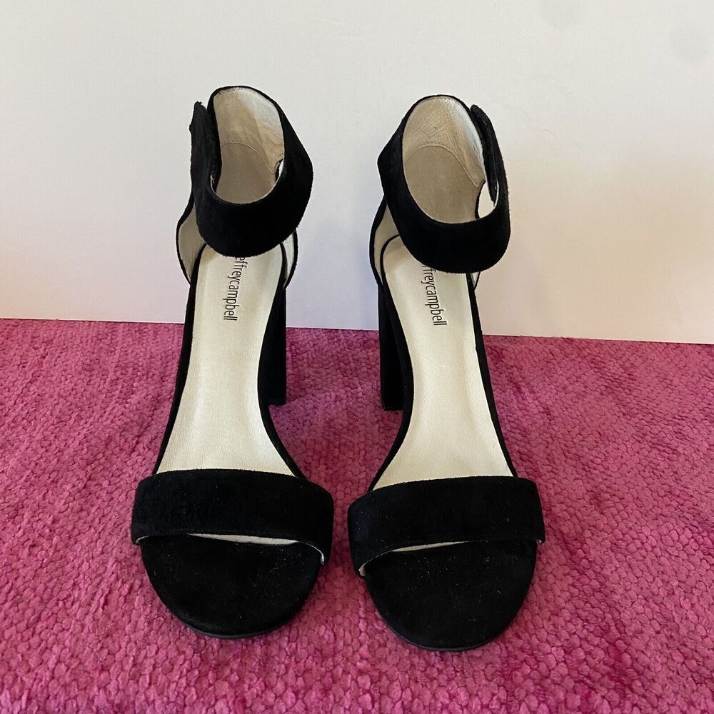 Jeffrey Campbell Lindsay Sandal Heels Black Suede Size 9.5 - Picture 4 of 14